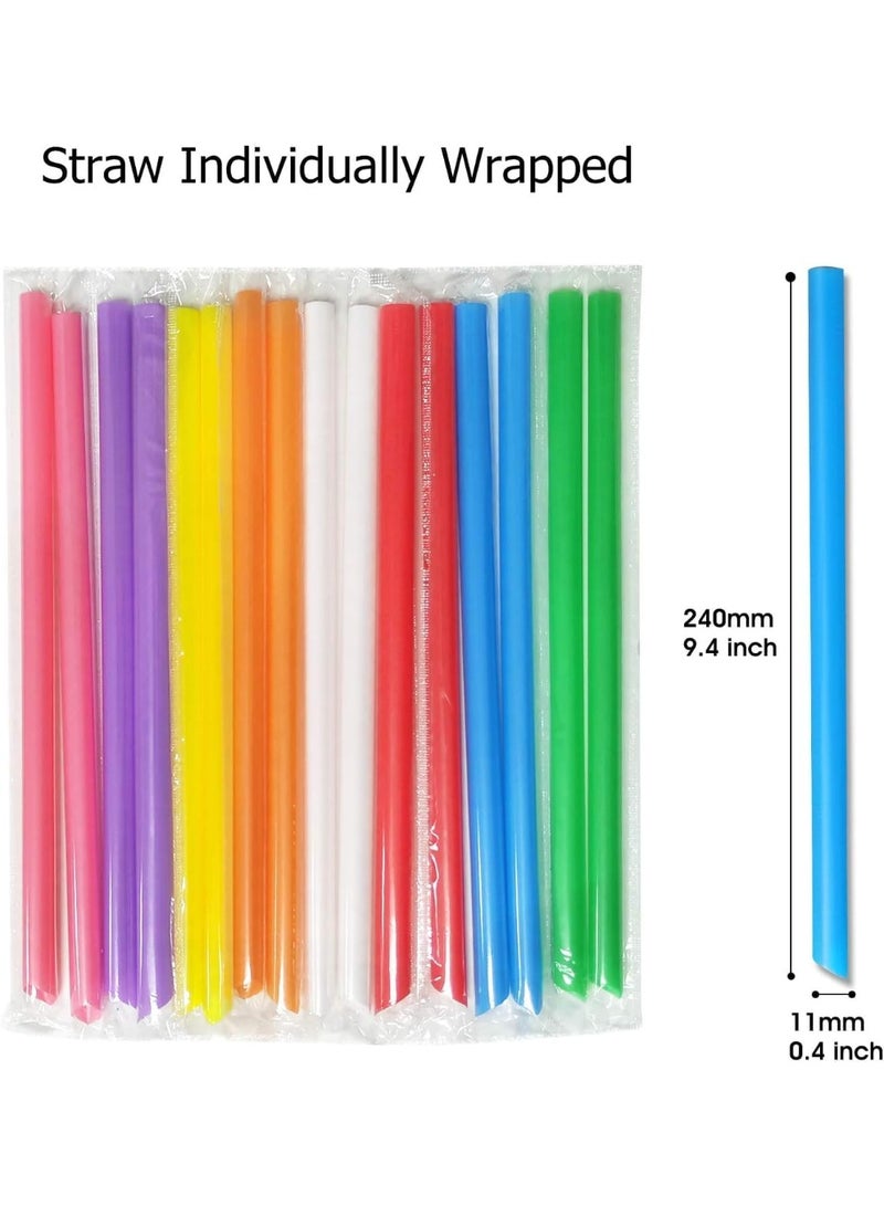 AoMige 100 Pieces Disposable Straws, 240mm long, Caliber 11mm, Each individually packaged, Multicolor Straws - Image 2